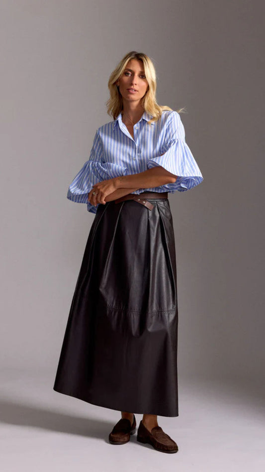Bruna Long Faux Leather Skirt