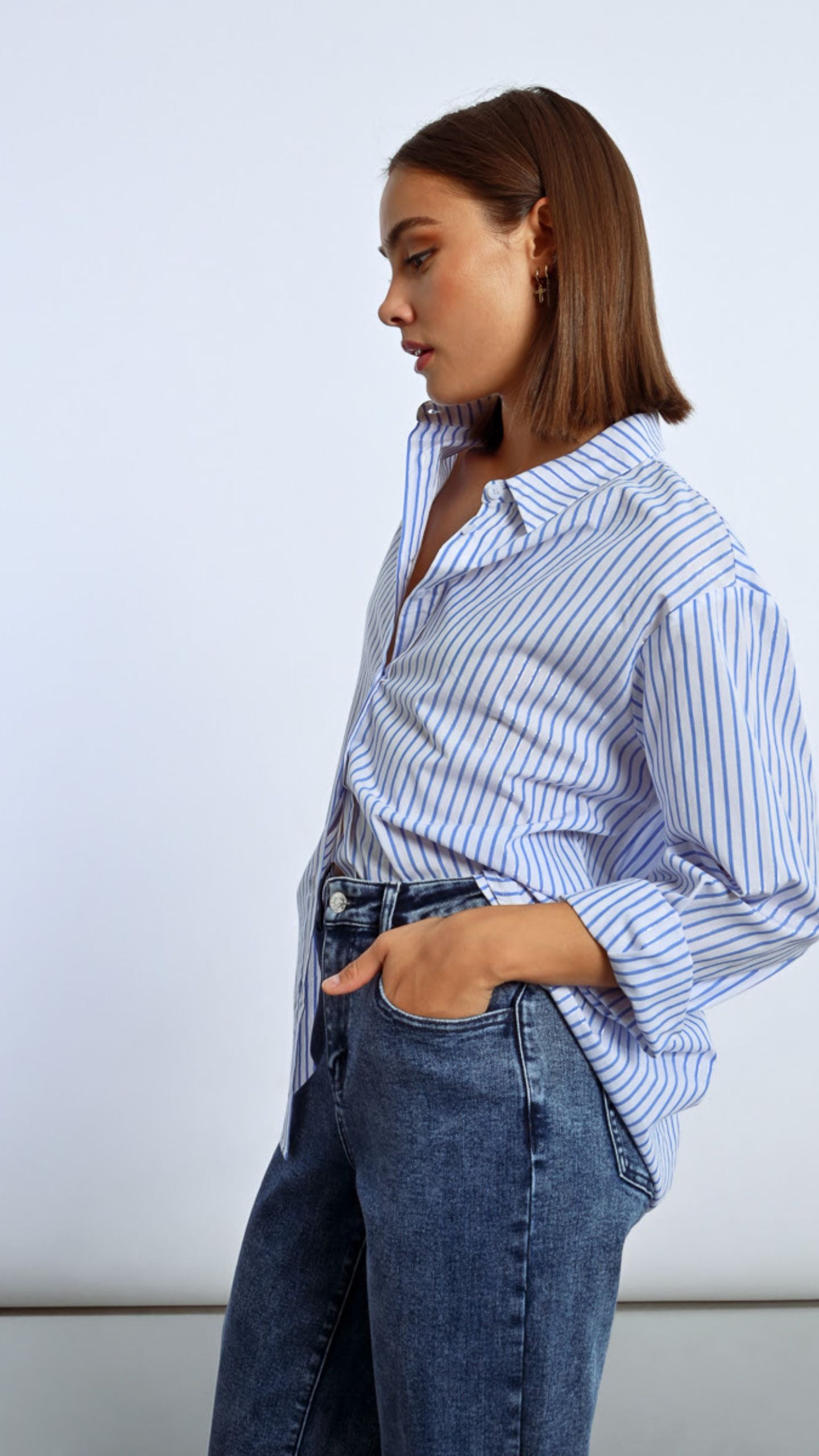 Denim and Silver Stripe Shirt