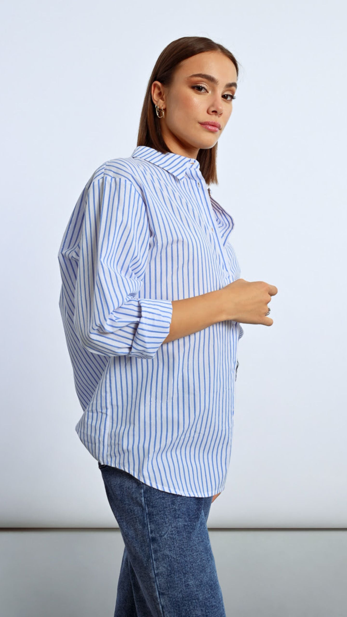 Denim and Silver Stripe Shirt