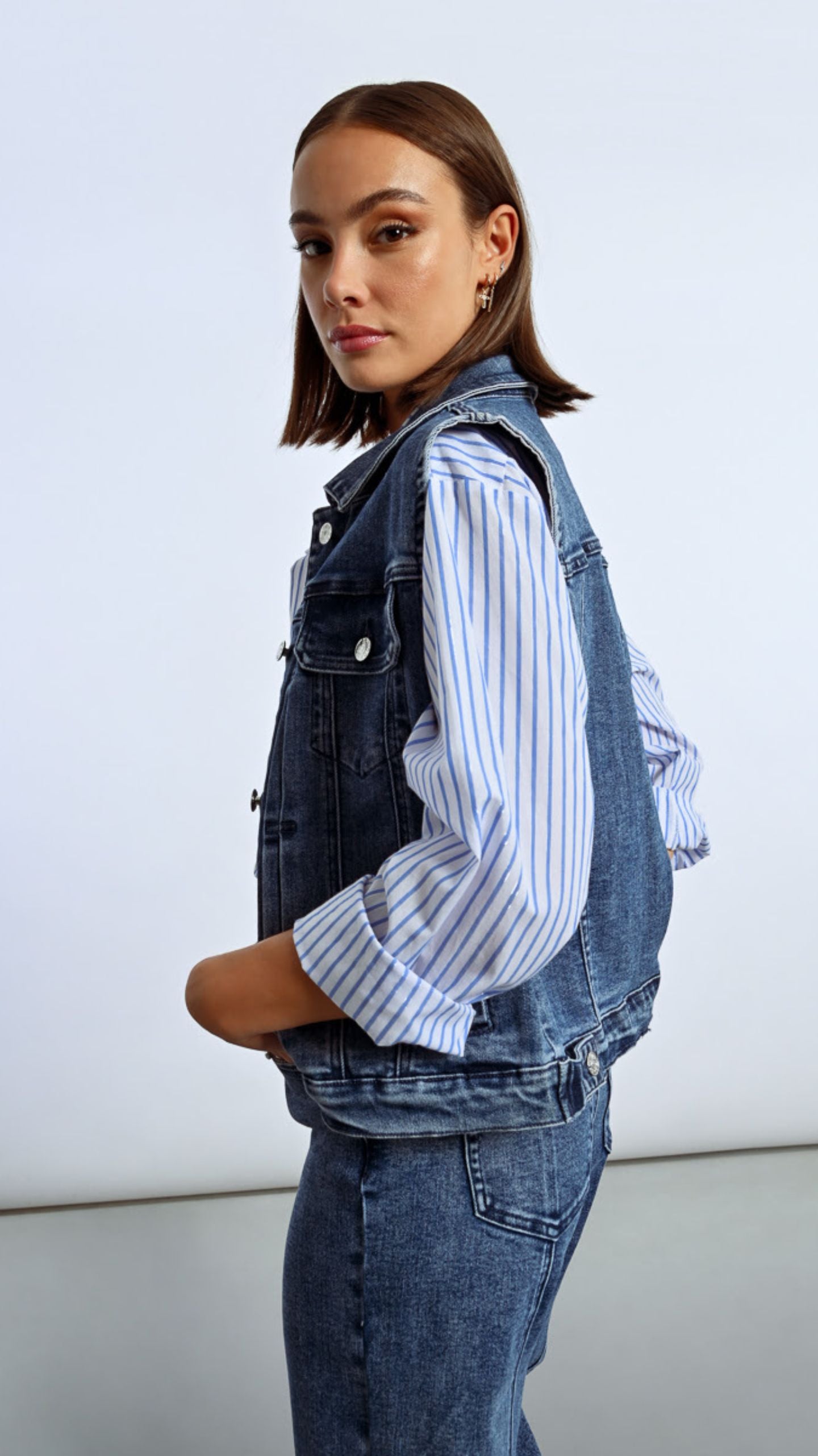 Denim and Silver Stripe Shirt
