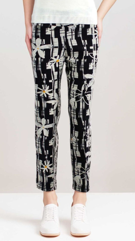Graphic Daisy Tulip Hem Trousers