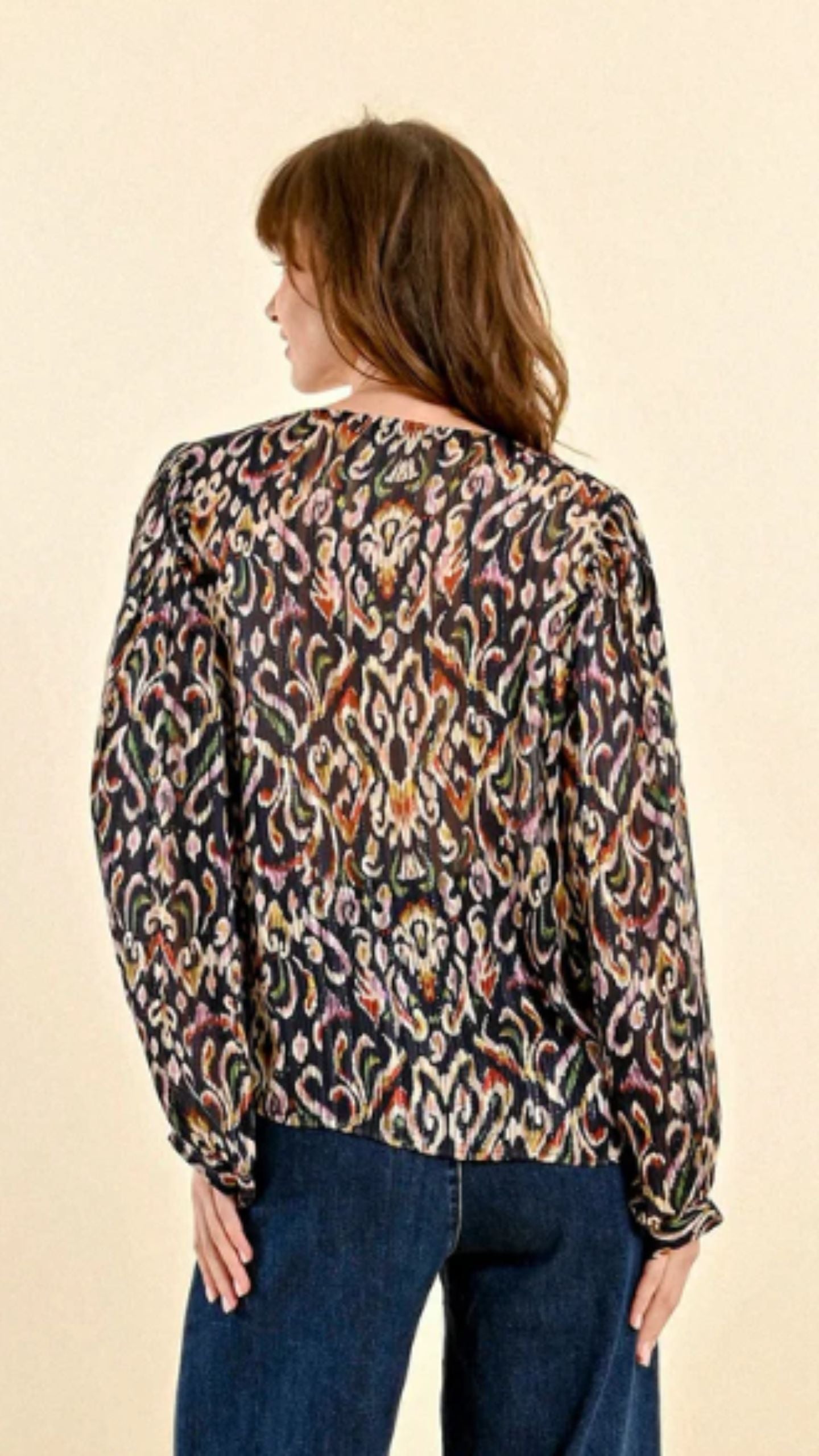 Melly Navy Printed Blouse