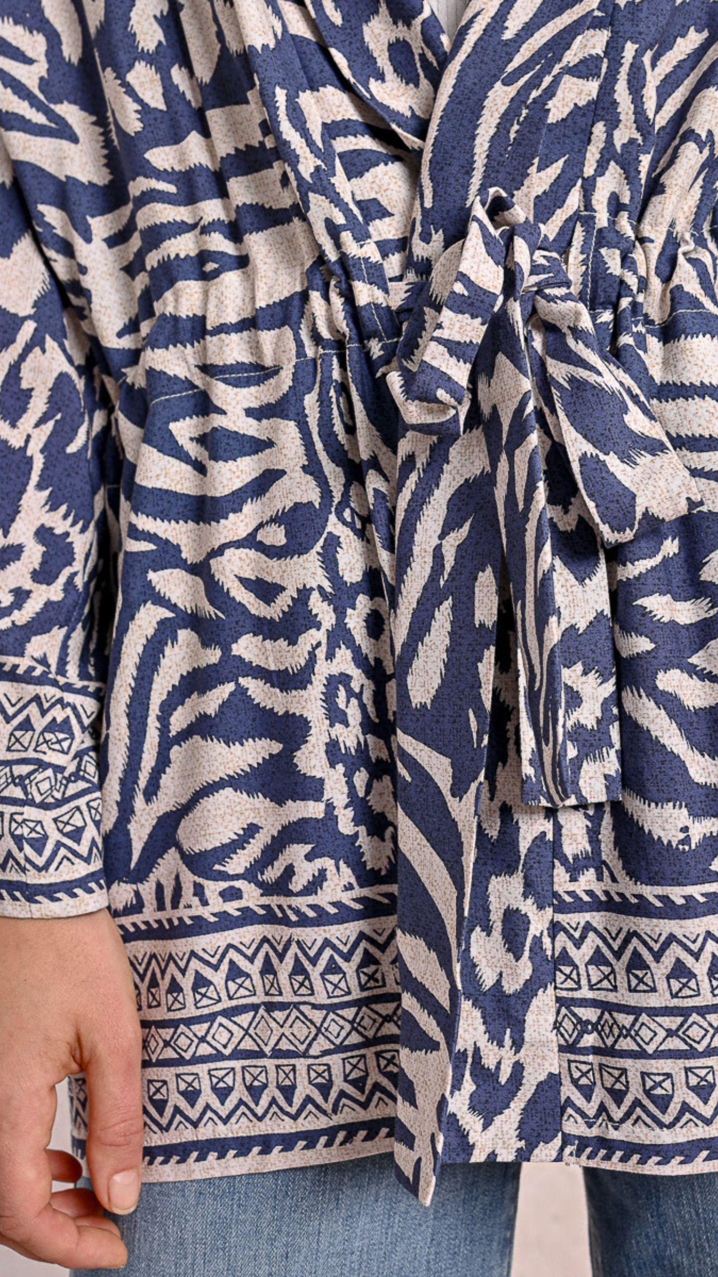 Denim Blue Animal Print Kimono