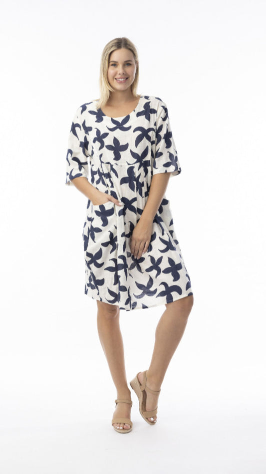 Nazca Dress Boxy Elbow Sleeve