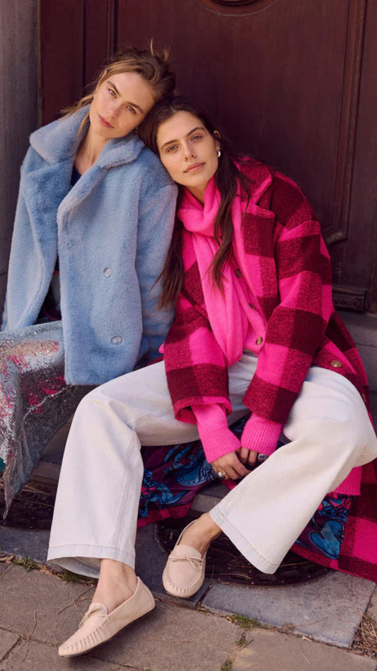 Check Plum Pink Coat