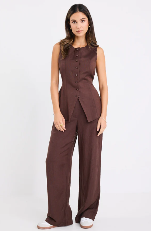 Polarity Linen Viscose Crew Neck Fitted Vest