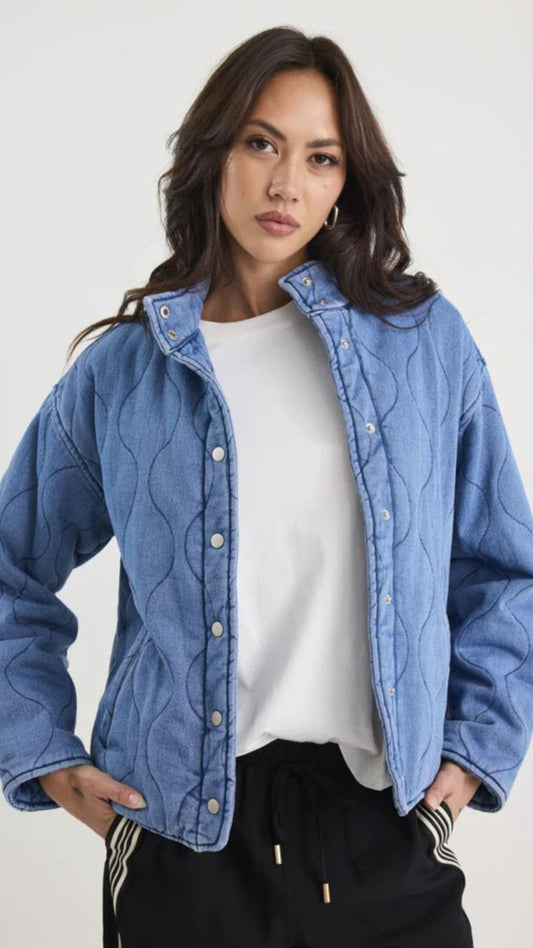 Apex Denim Collared Quilted Jacket