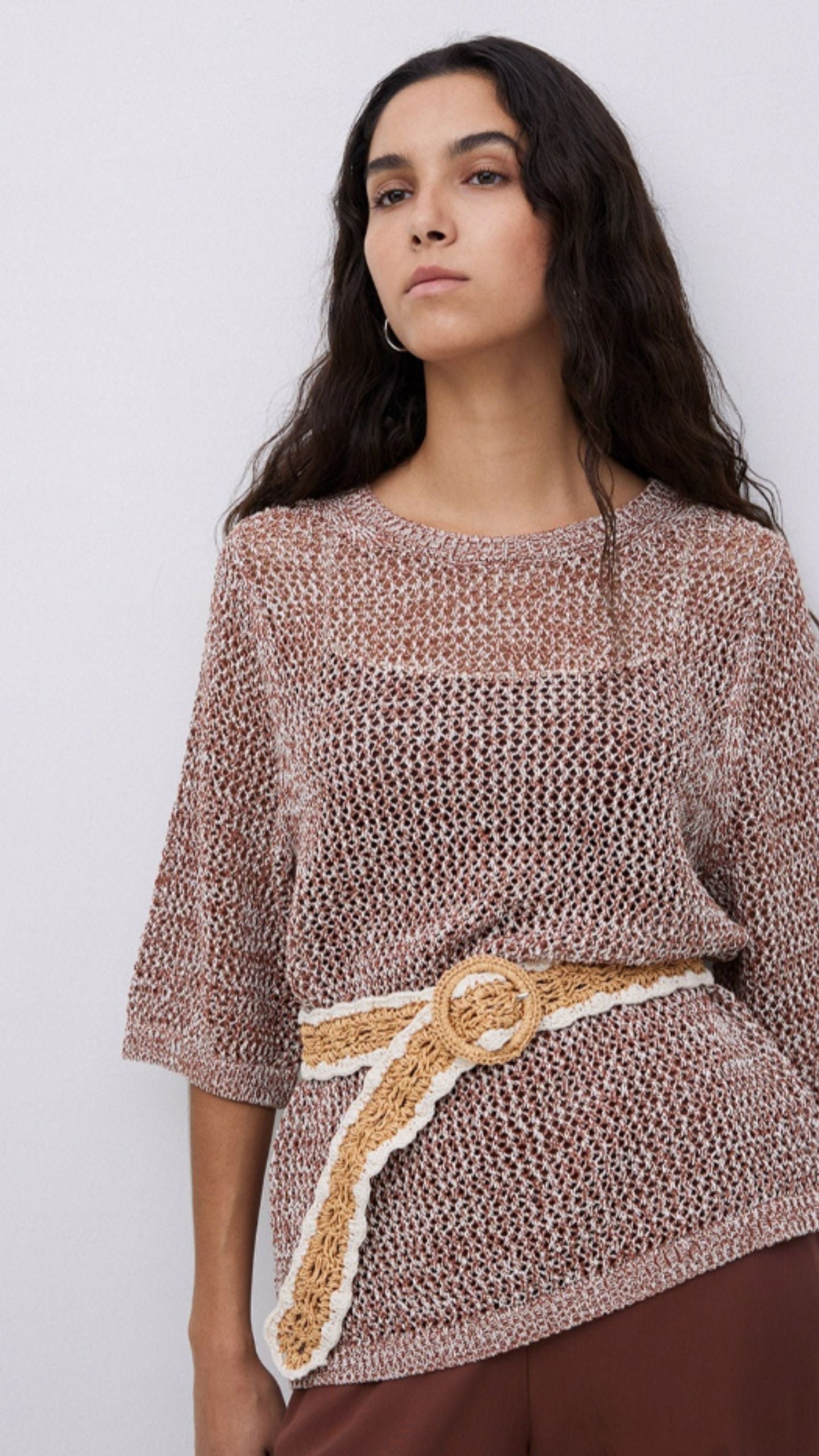 Terracotta Openwork Jumper
