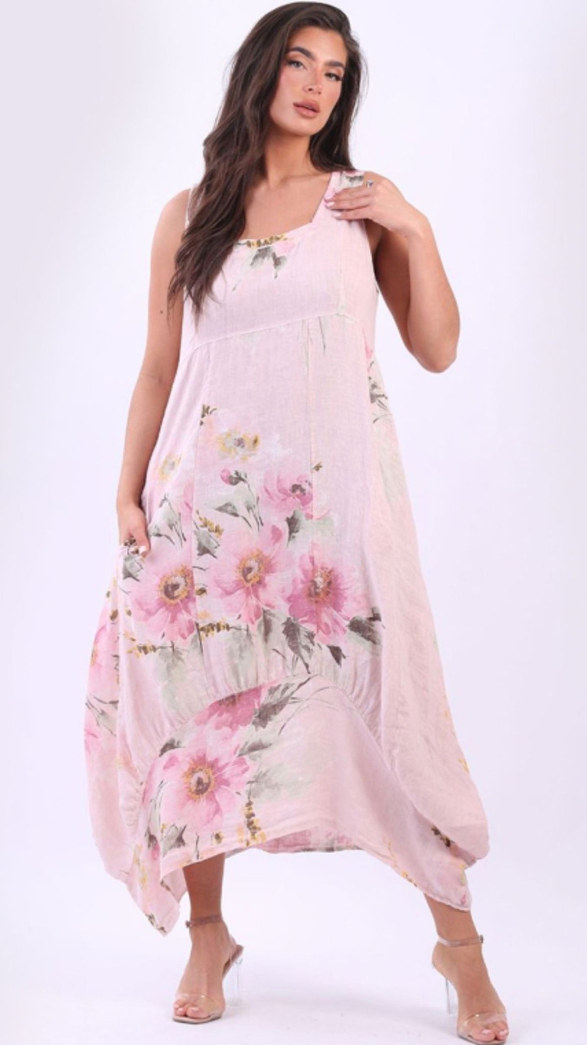 Gabriella Hibiscus Linen Dress