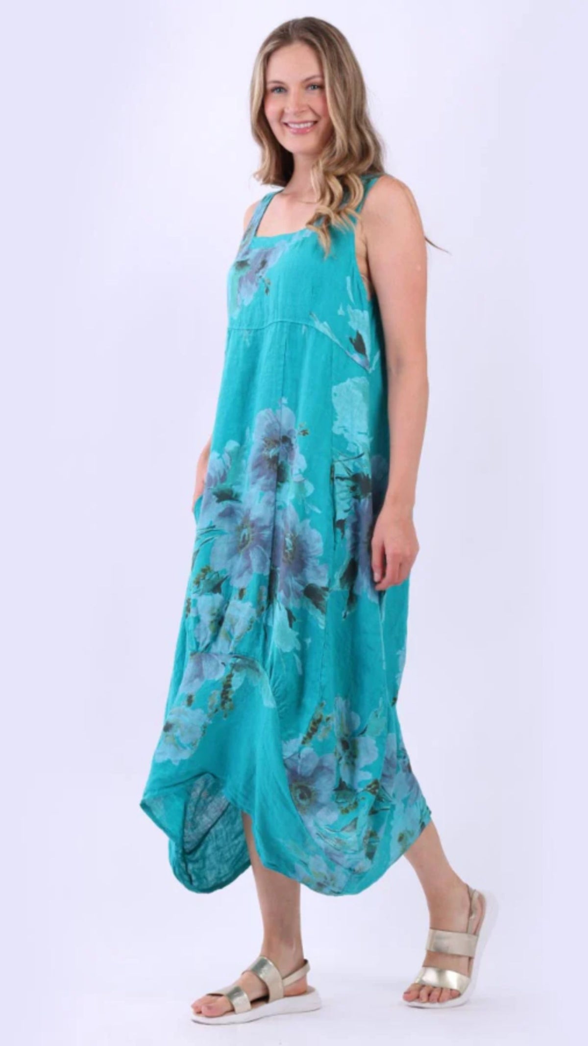 Gabriella Hibiscus Linen Dress
