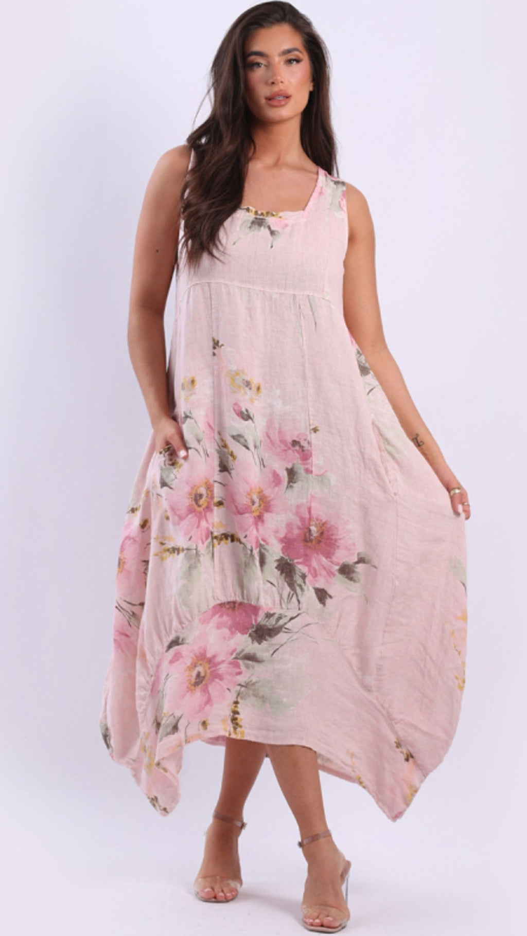 Gabriella Hibiscus Linen Dress