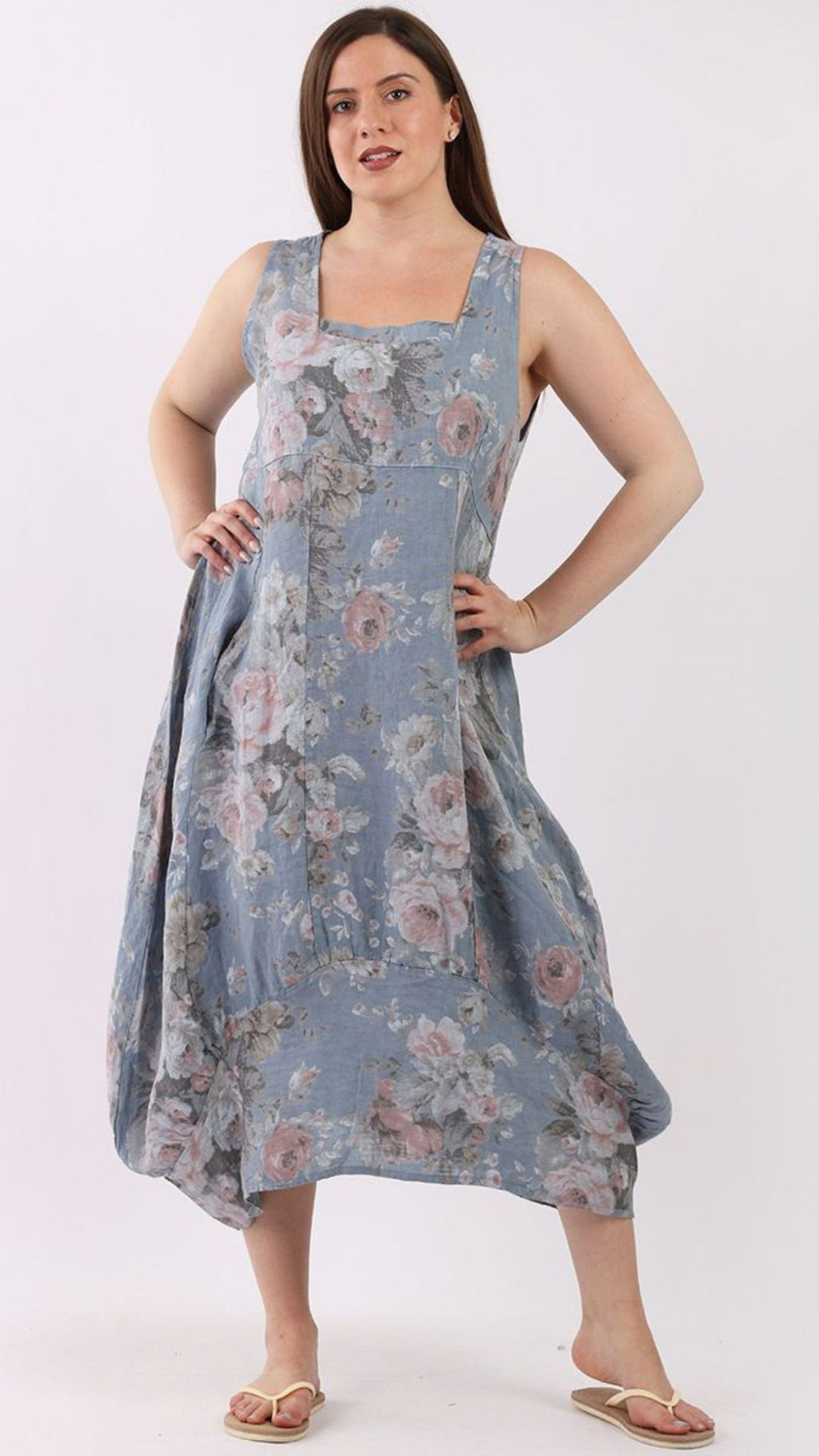 Gabriella Hibiscus Linen Dress