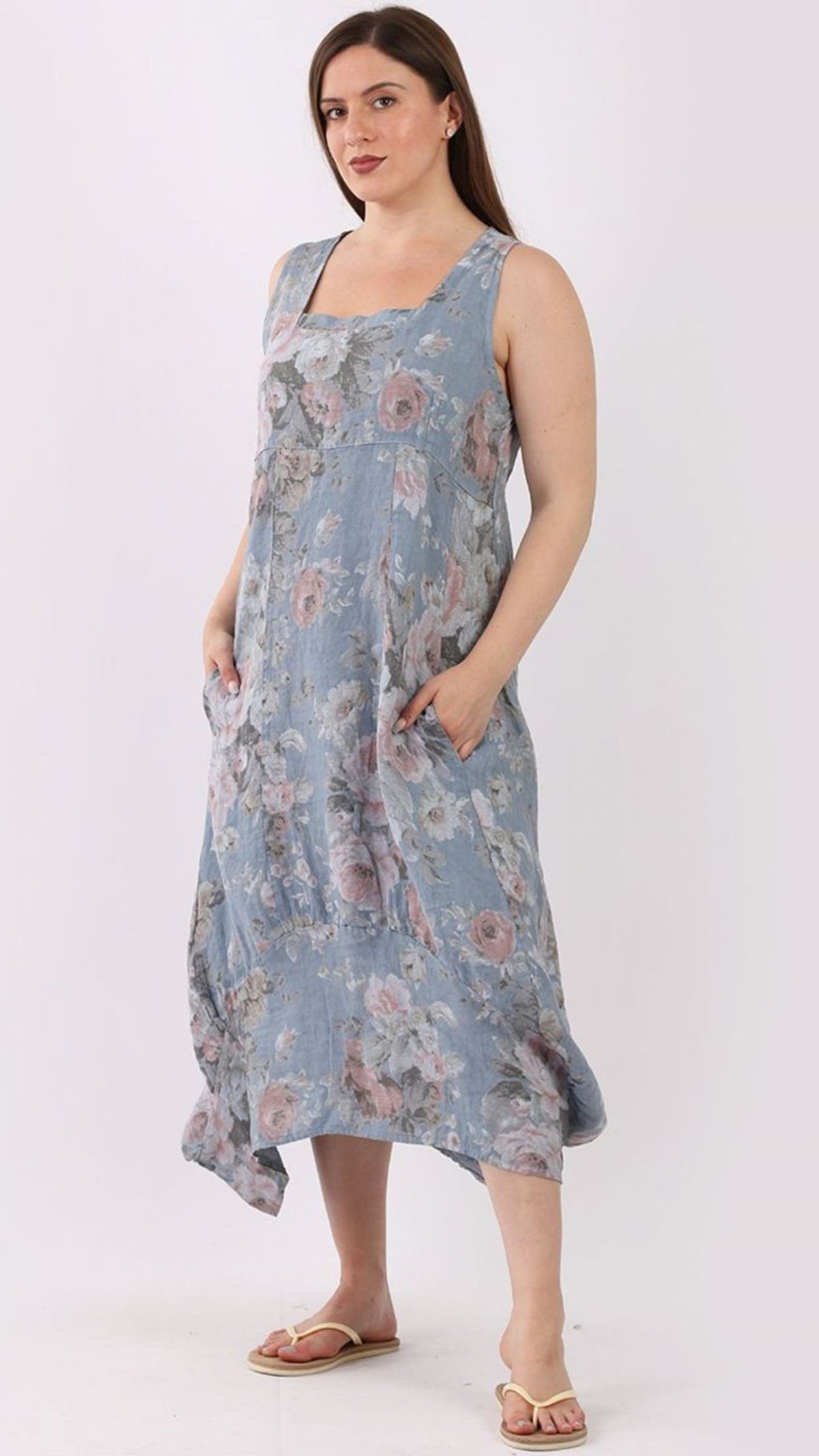 Gabriella Hibiscus Linen Dress