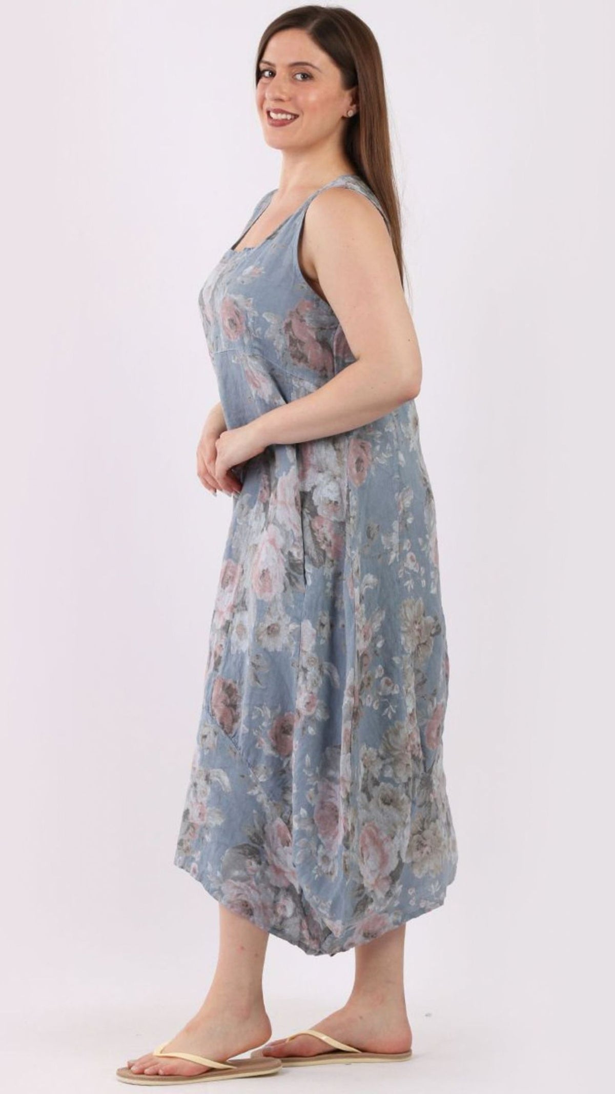 Gabriella Hibiscus Linen Dress