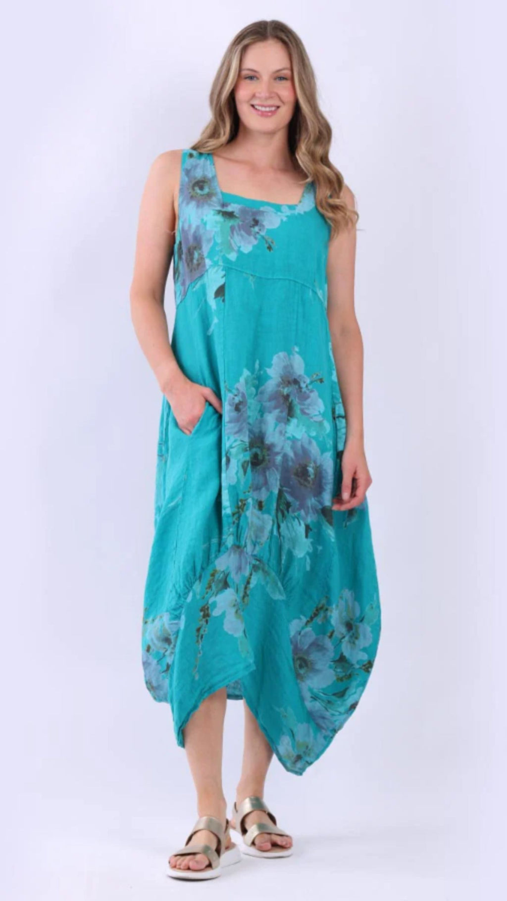Gabriella Hibiscus Linen Dress