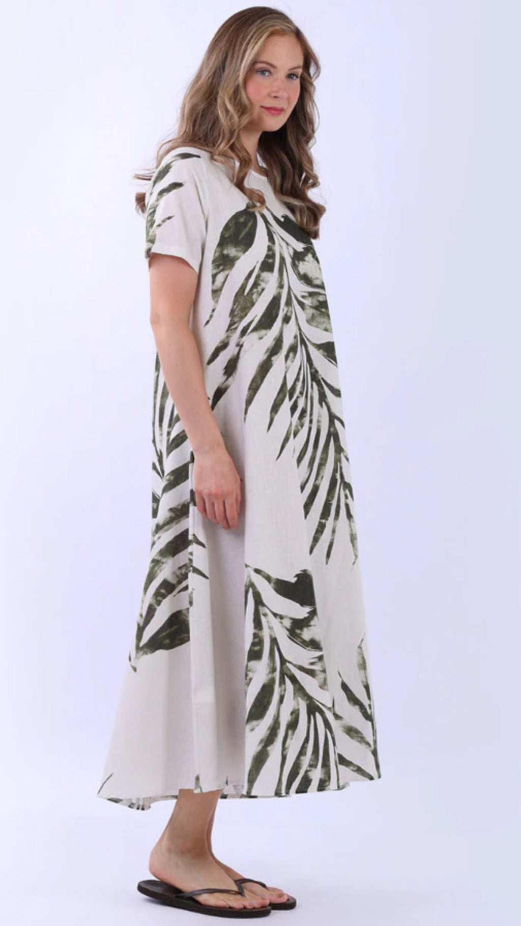 Tropical Breeze Linen Dress with sleeves