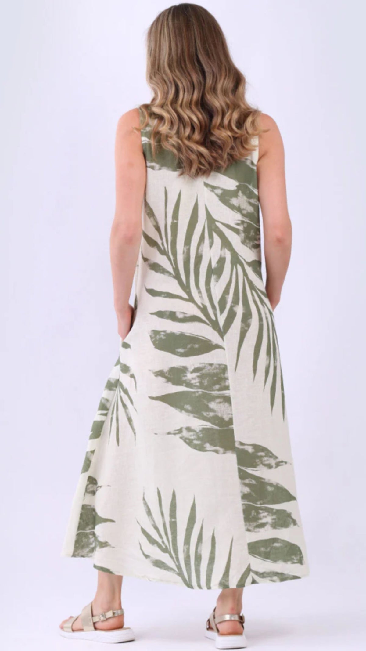 Tropical Breeze Linen Dress Sleeveless