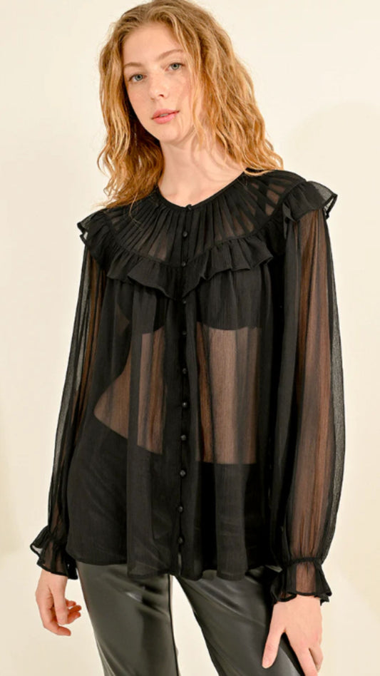 Black Ruffle Blouse