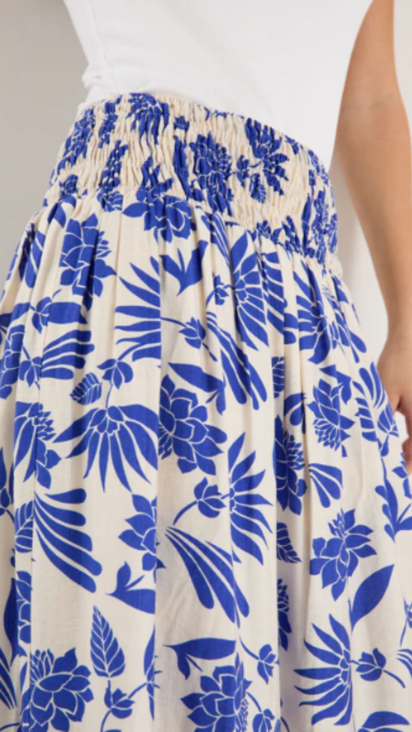 Lotus Shirred Waist Maxi Skirt