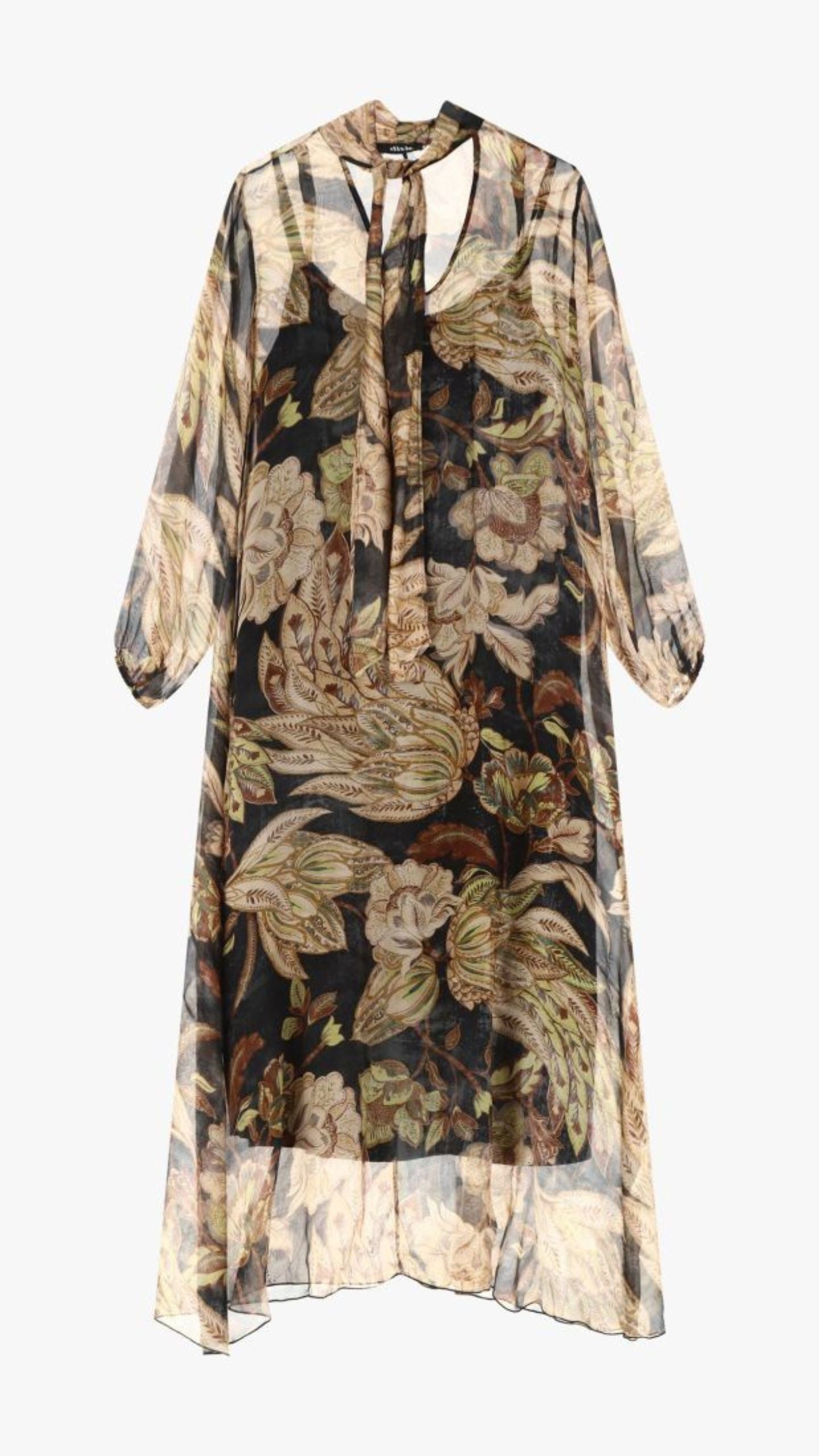 Tie Neck Long Dress