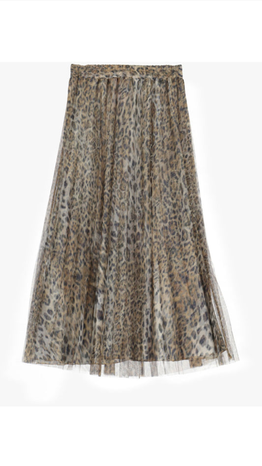 Animal Print Tulle Skirt