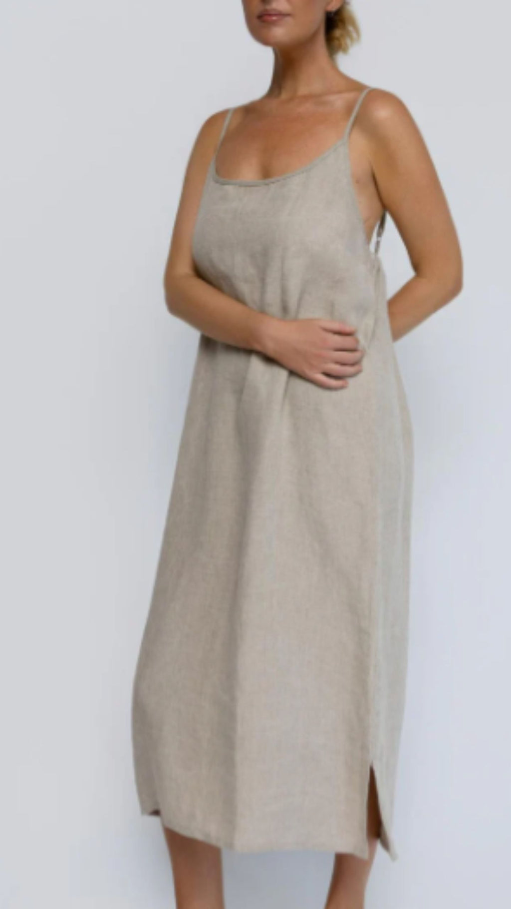 Midi Linen Slip Dress