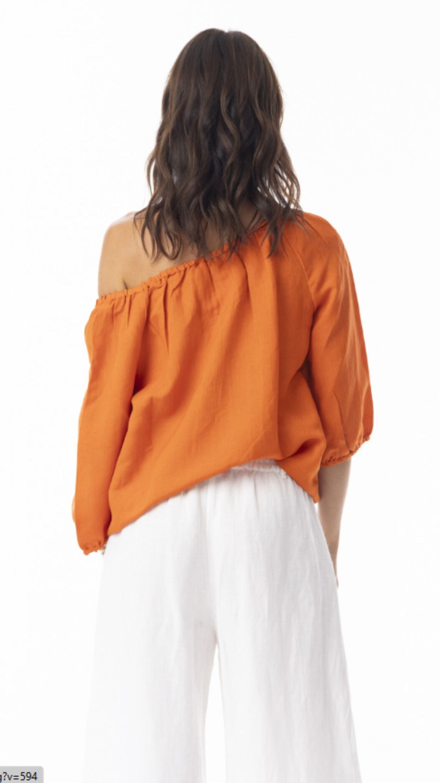 Linen Gathered Neck Top