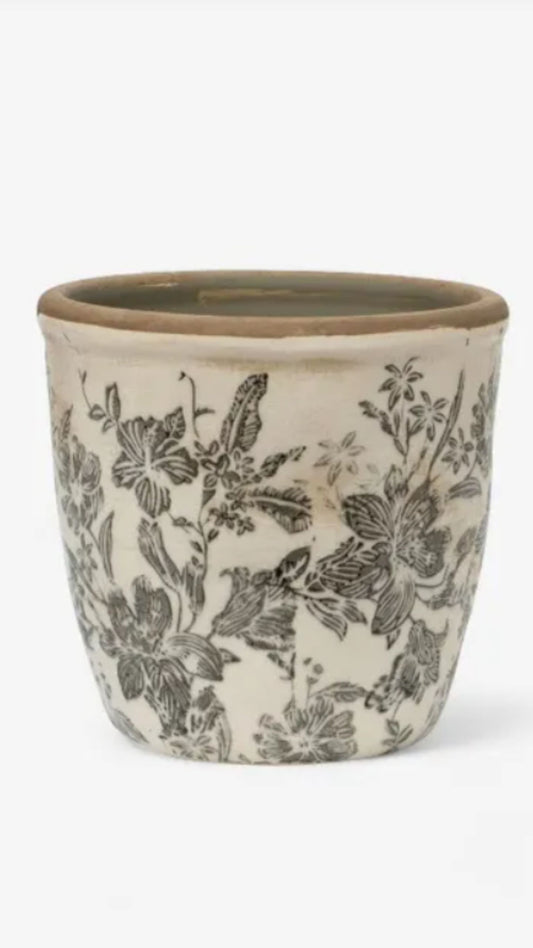 Black Floral Pot - Small