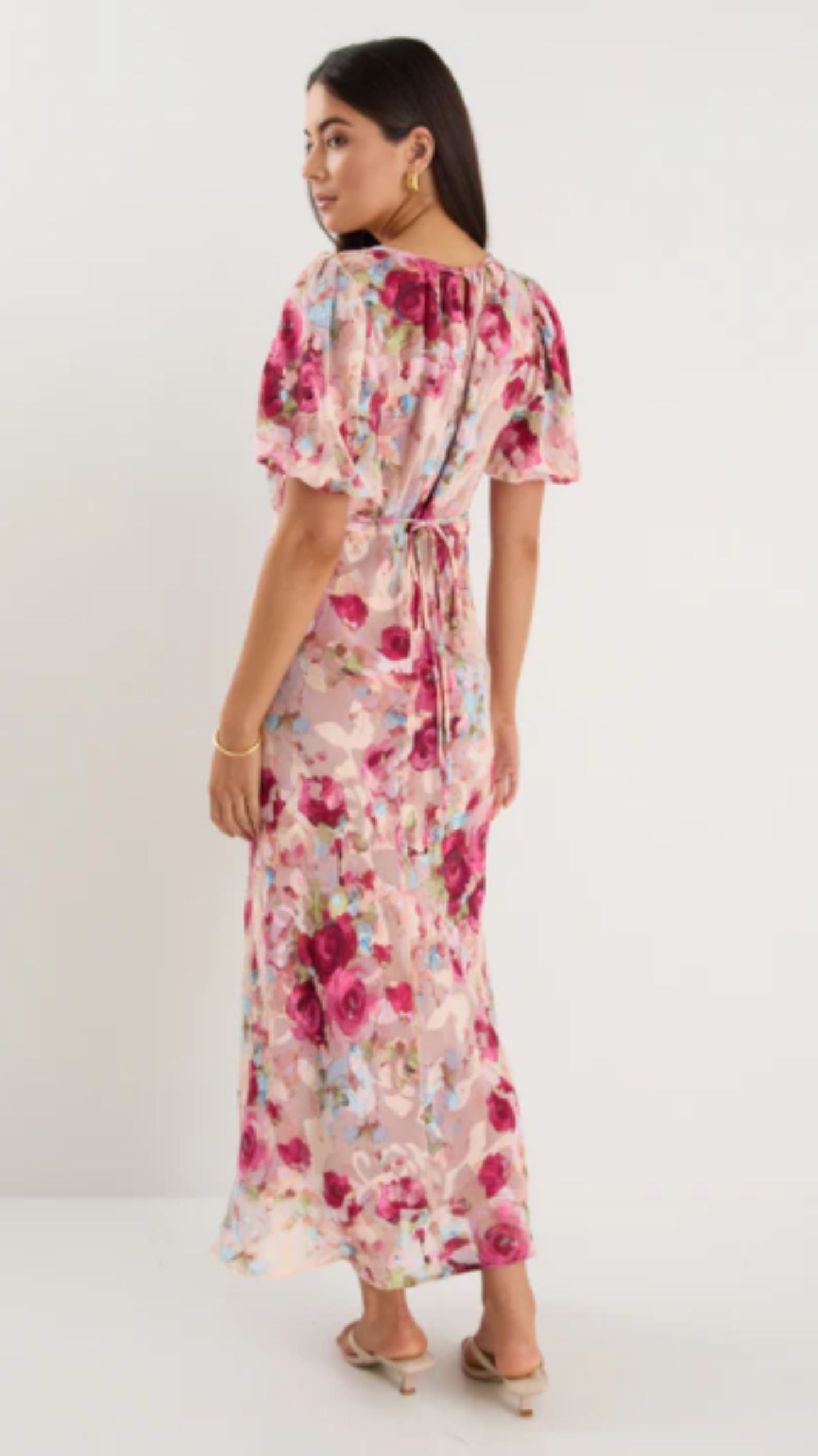 Exquisite Painted Rose Midi Dress