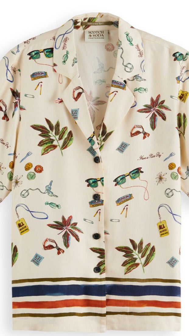 Camp Shirt  Boarder Print