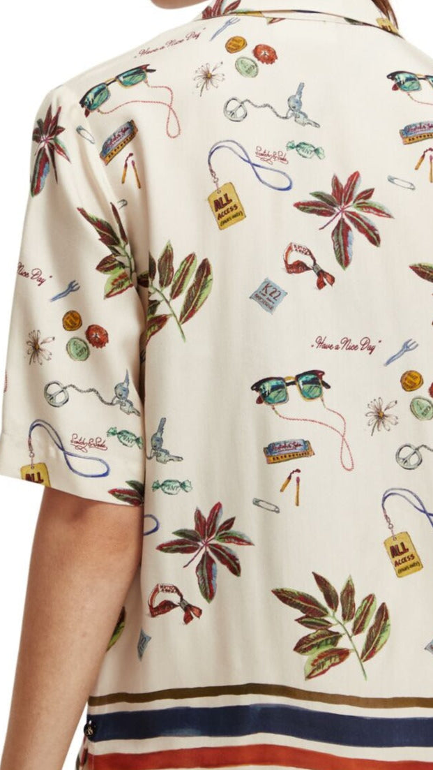 Camp Shirt  Boarder Print