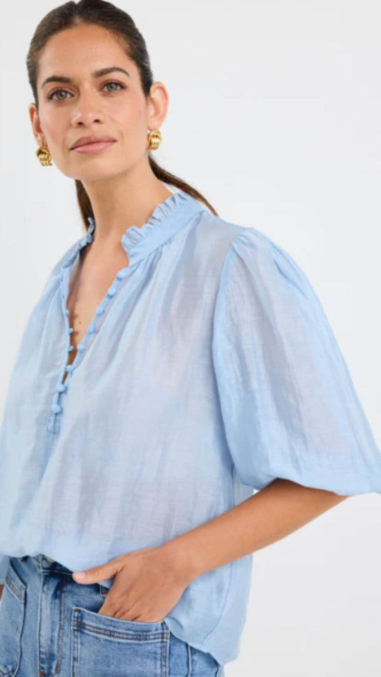Closure High Neck Buttoned Top