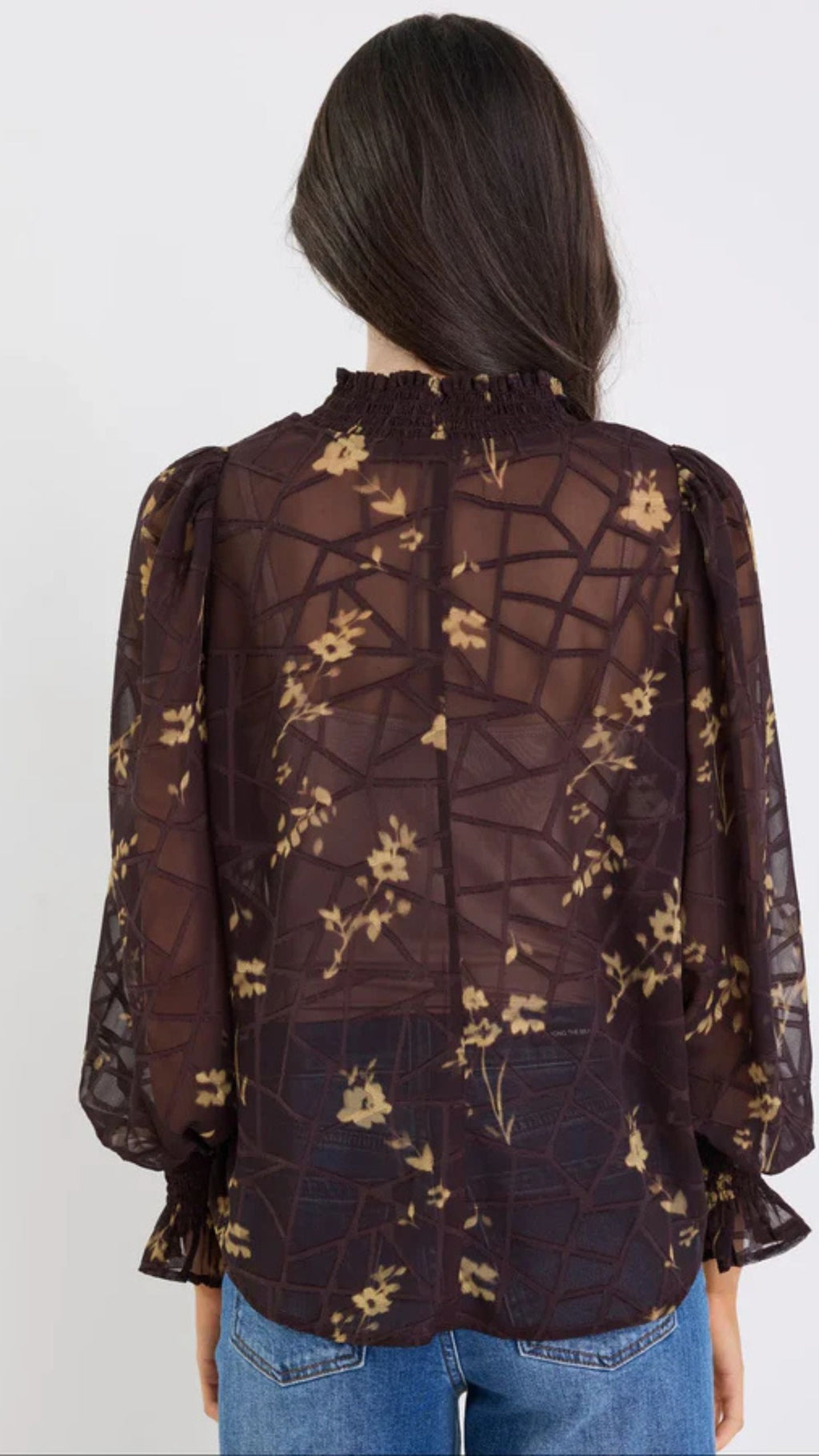 Affection Shirred High LS Top