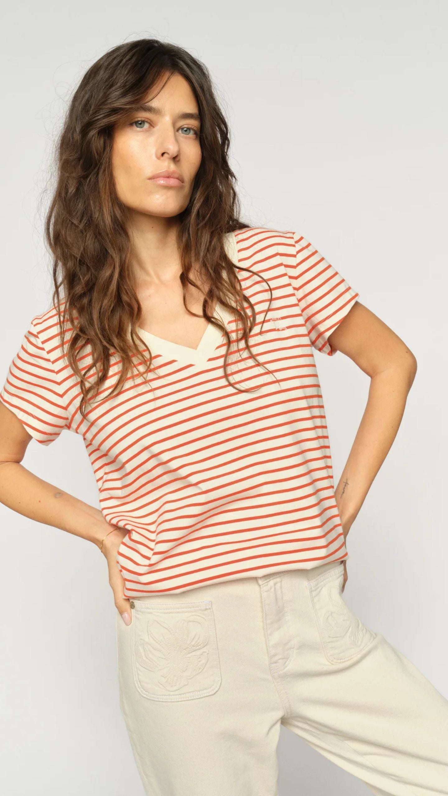 Kala V-SS Stripe Tee