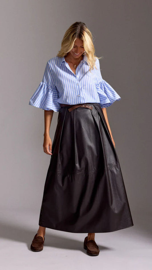 Bruna Long Faux Leather Skirt