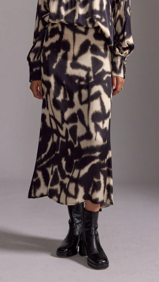 Ross Beige Fitted Printed Skirt