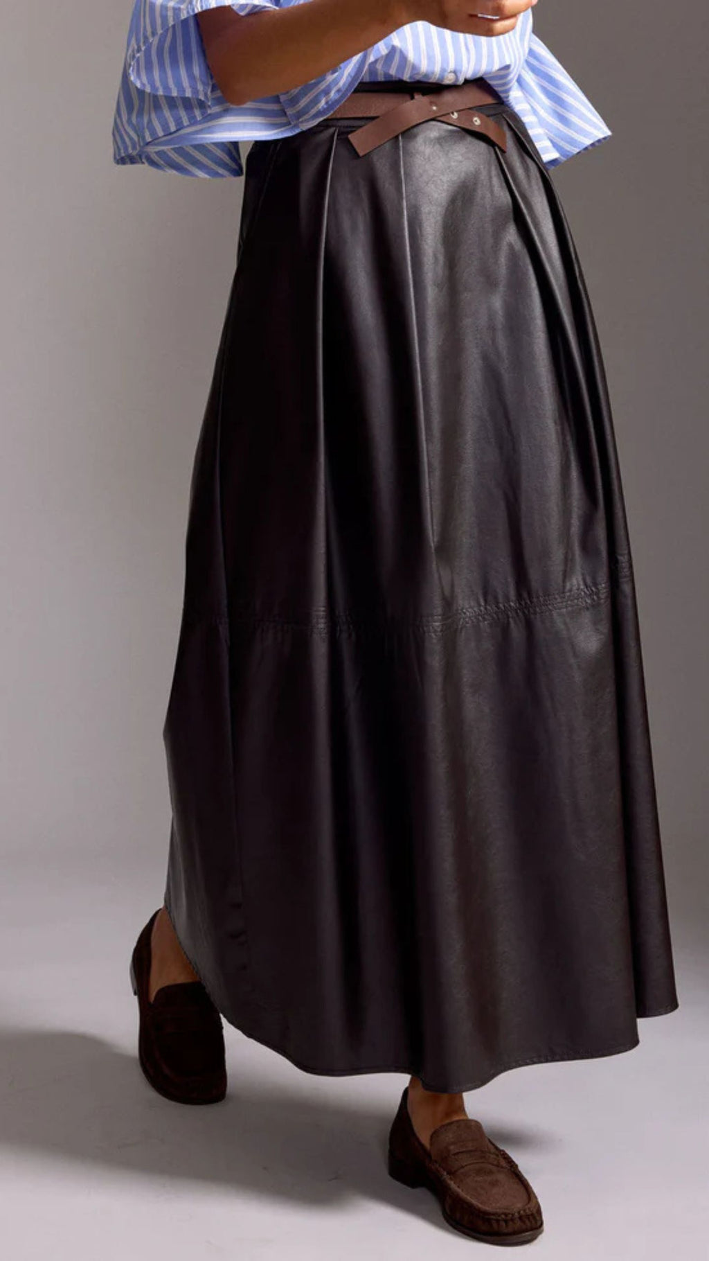 Bruna Long Faux Leather Skirt