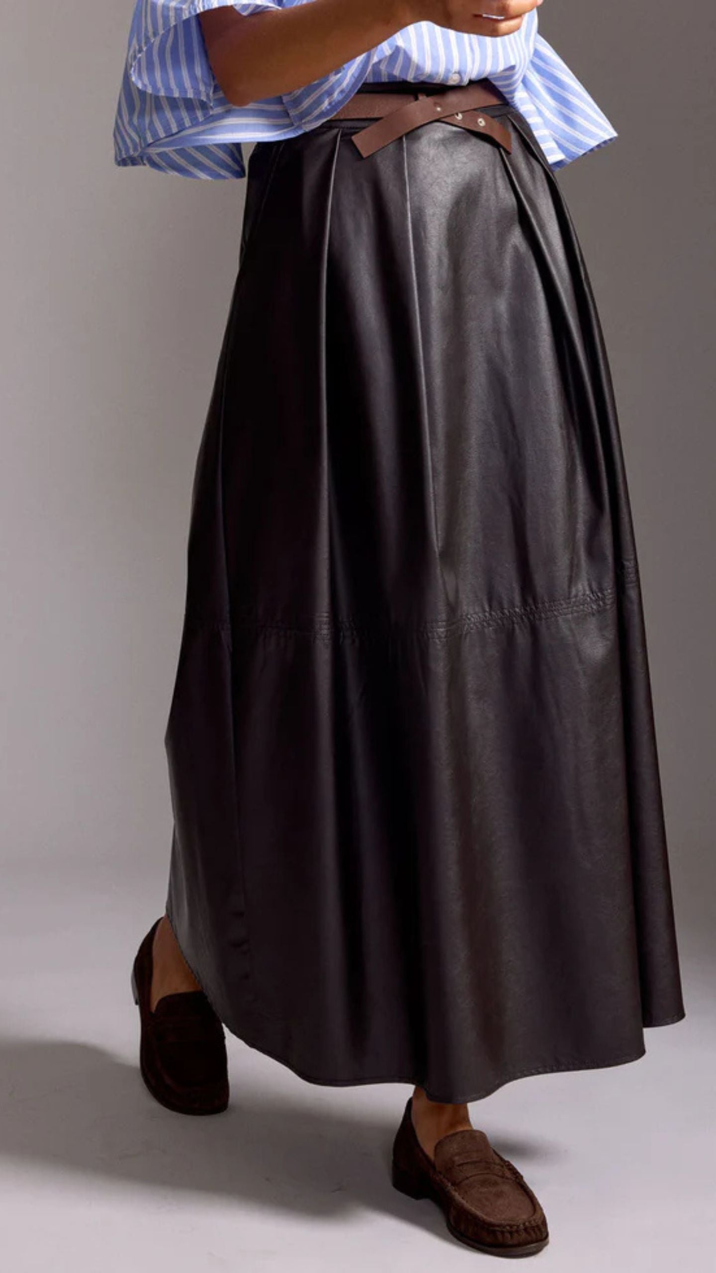 Bruna Long Faux Leather Skirt
