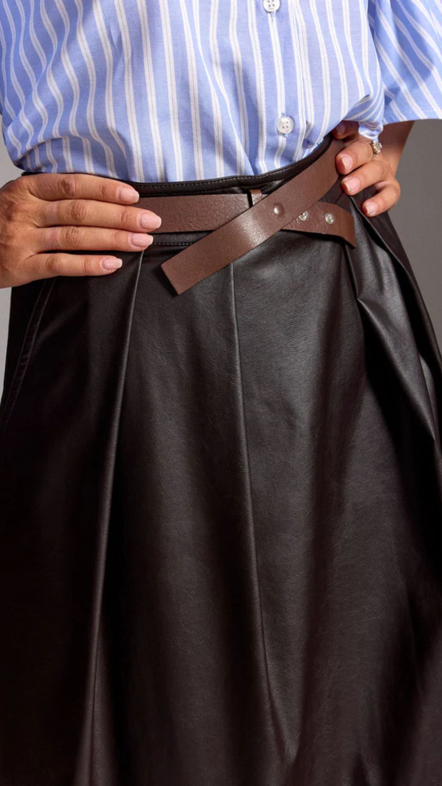 Bruna Long Faux Leather Skirt