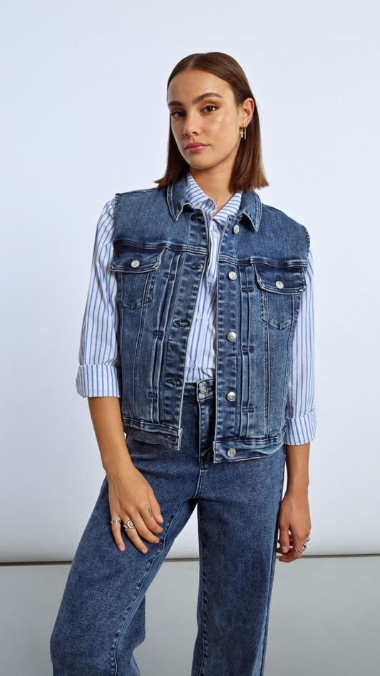 Denim and Silver Stripe Shirt
