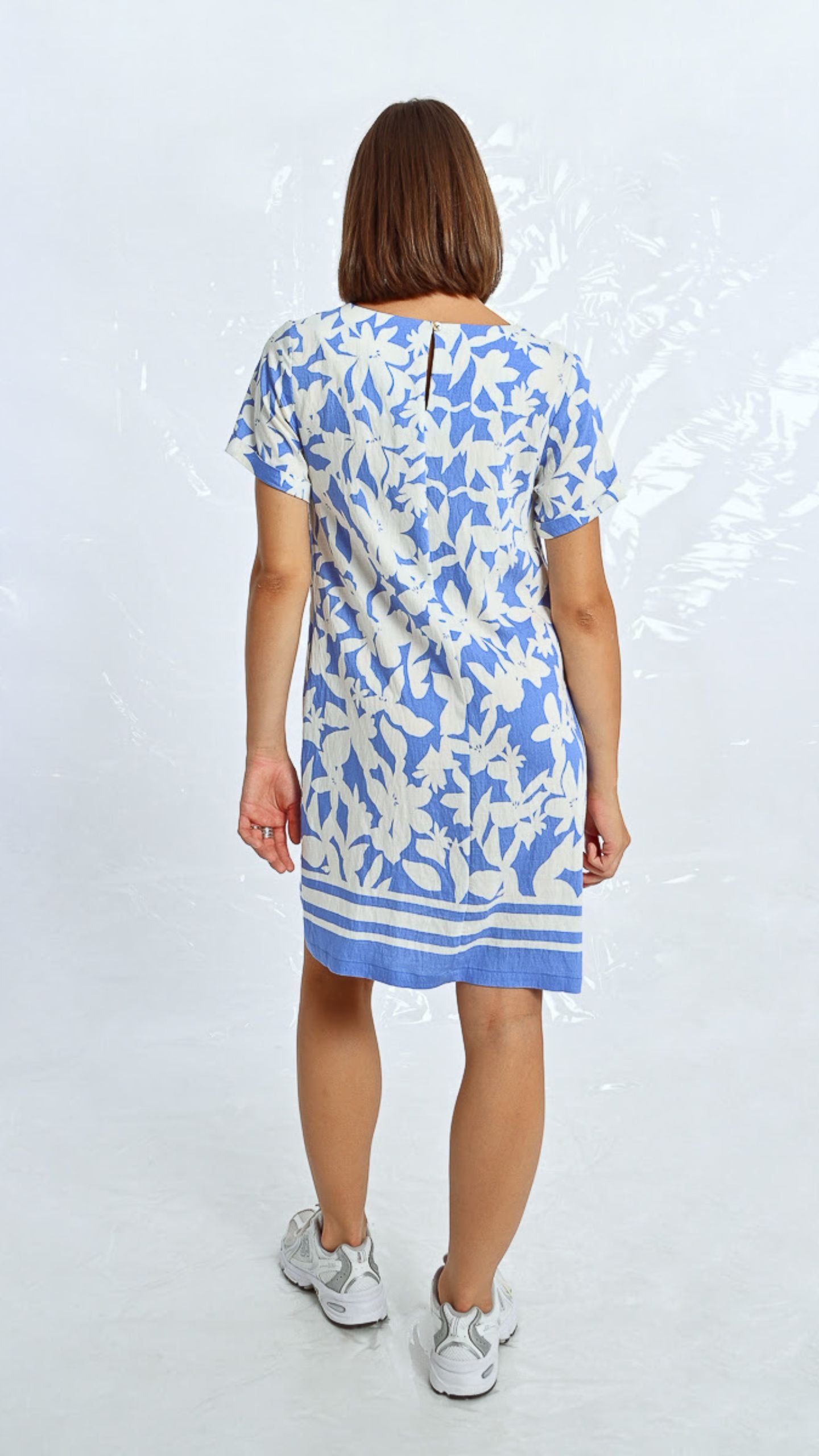 Blue & White Print Dress