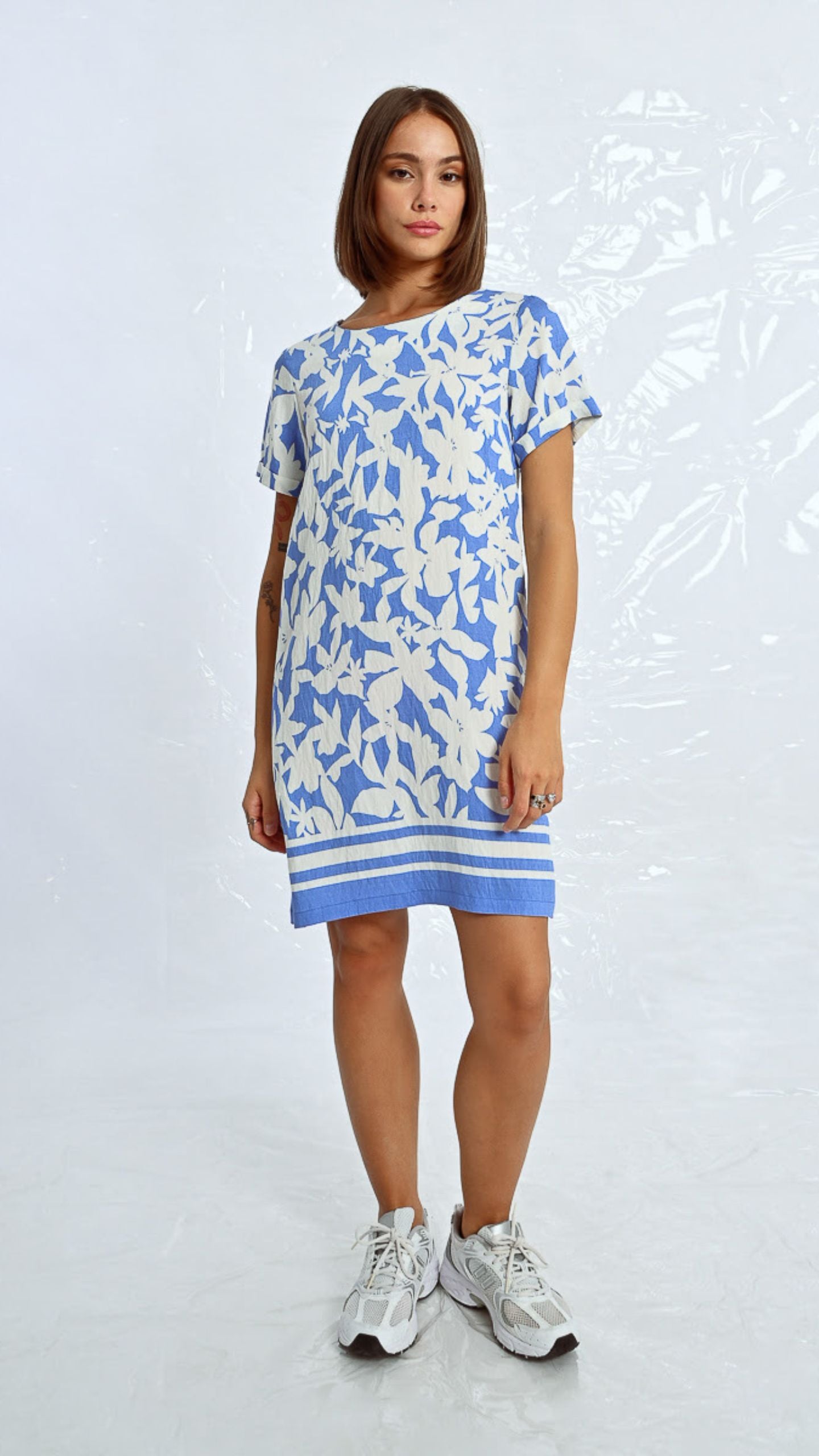 Blue & White Print Dress