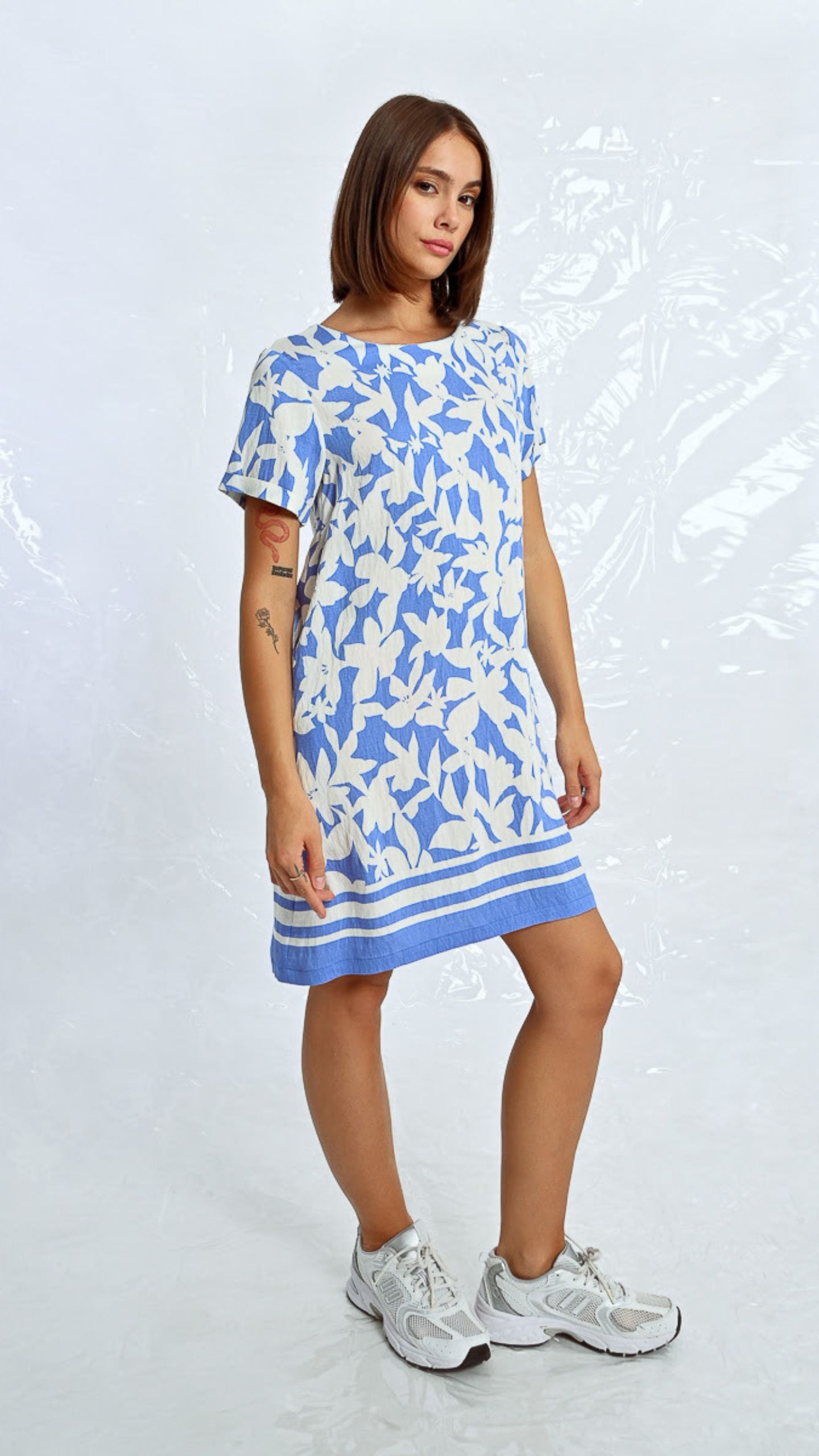 Blue & White Print Dress