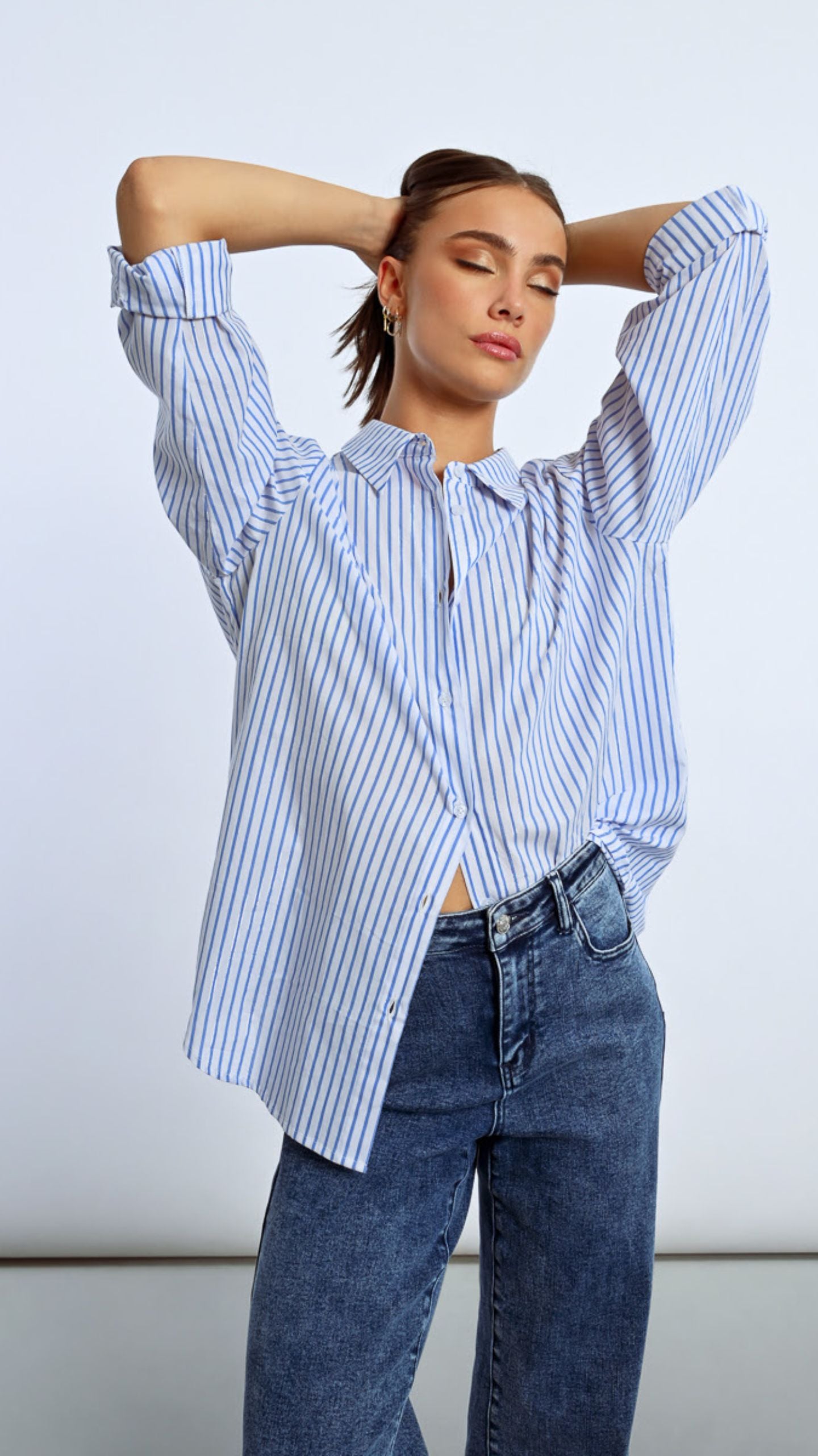 Denim and Silver Stripe Shirt