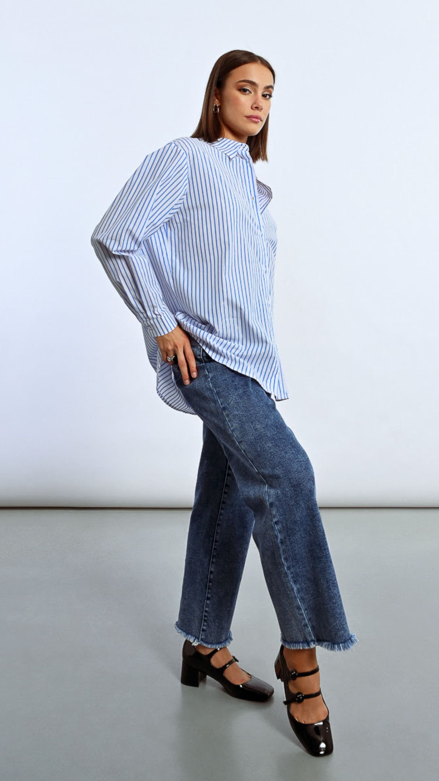 Denim and Silver Stripe Shirt