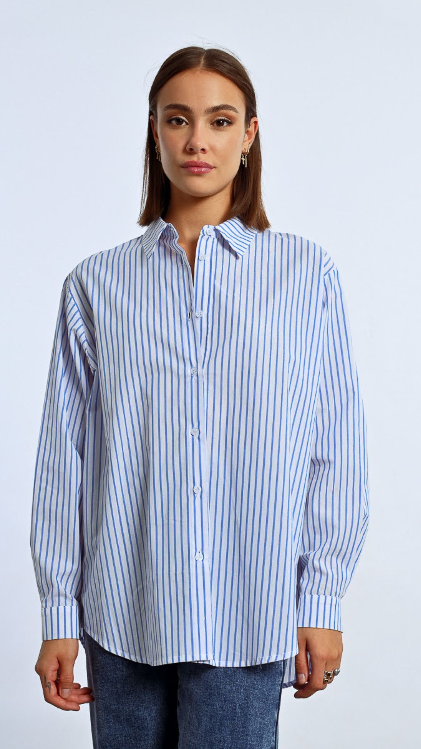Denim and Silver Stripe Shirt