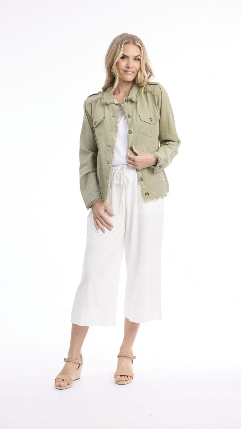 Linen Blend Fringe Jacket