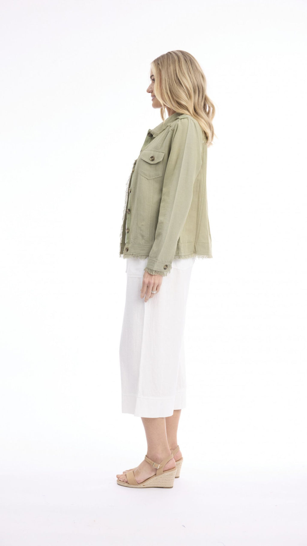 Linen Blend Fringe Jacket
