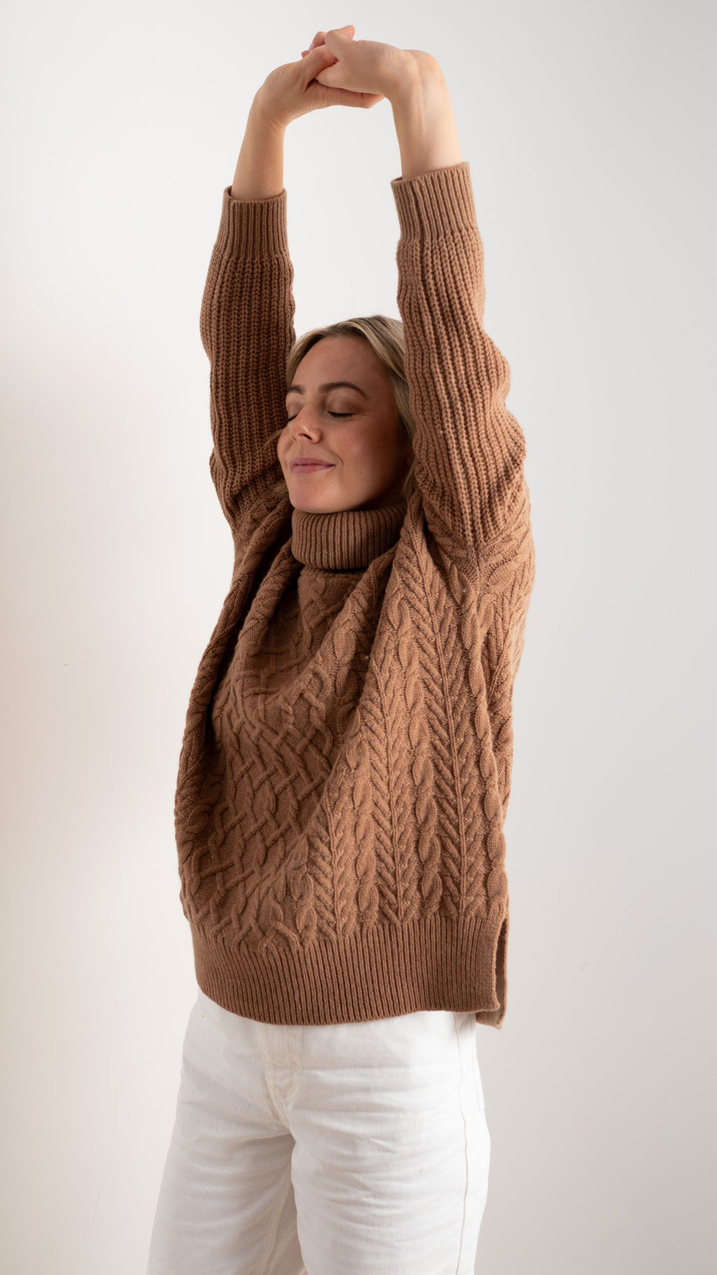 Merino Cable Rollneck - Camel