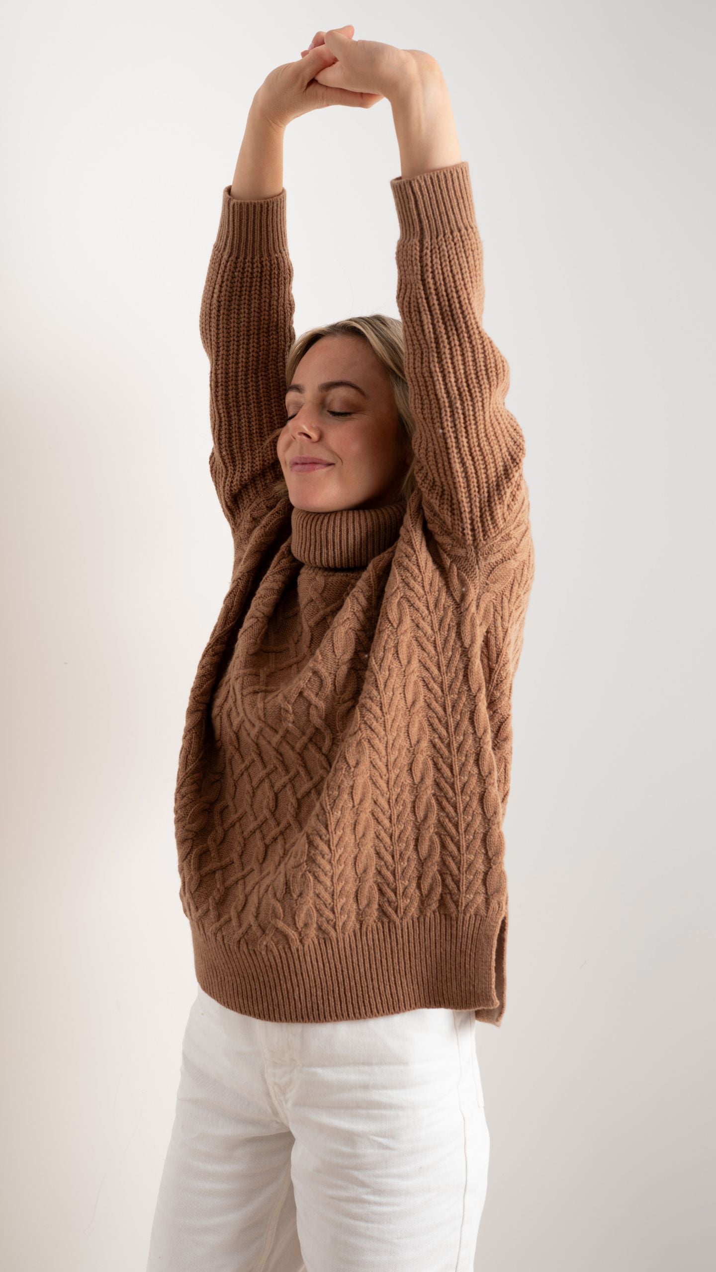 Merino Cable Rollneck - Camel